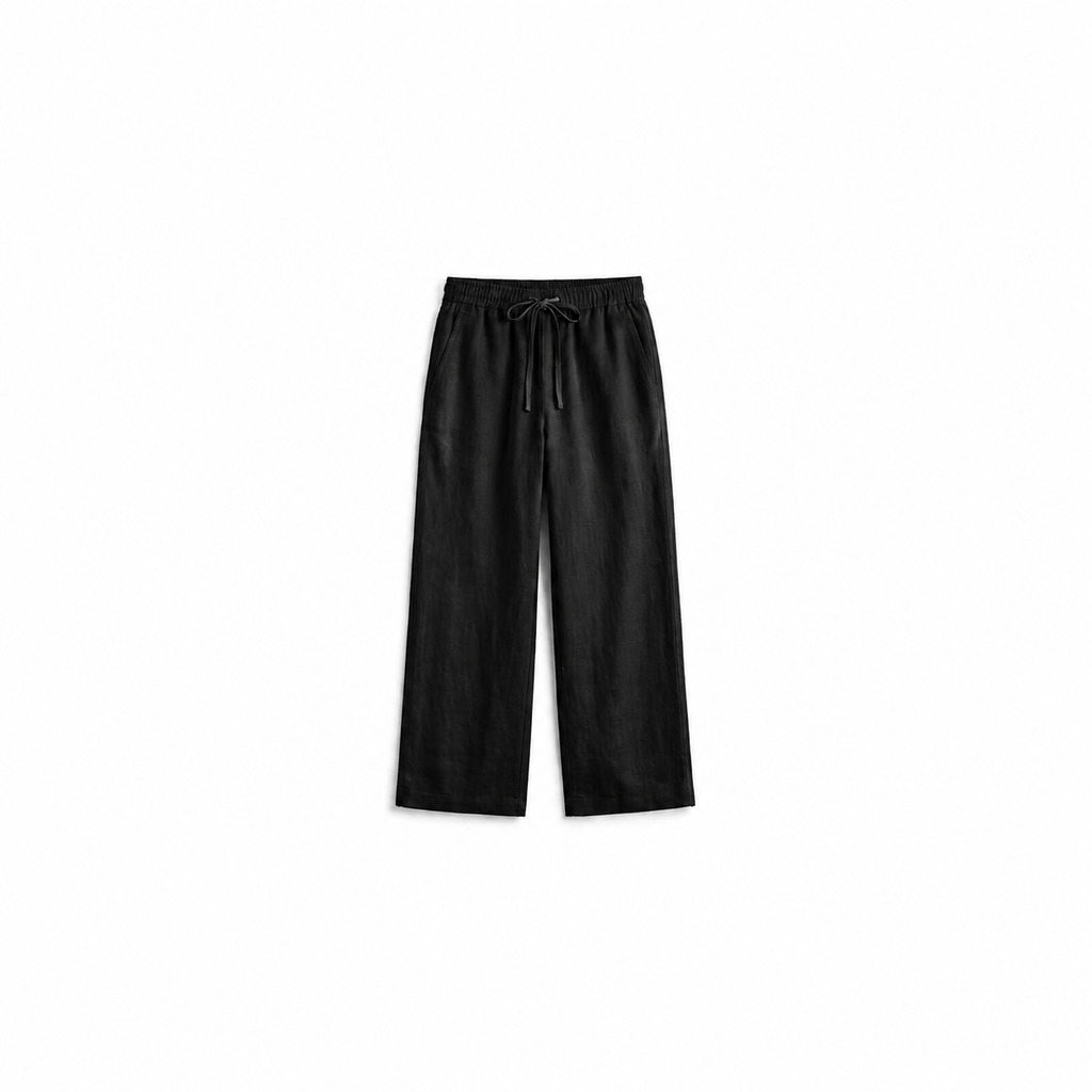 Drawcord Linen Wide-Leg Pants 3