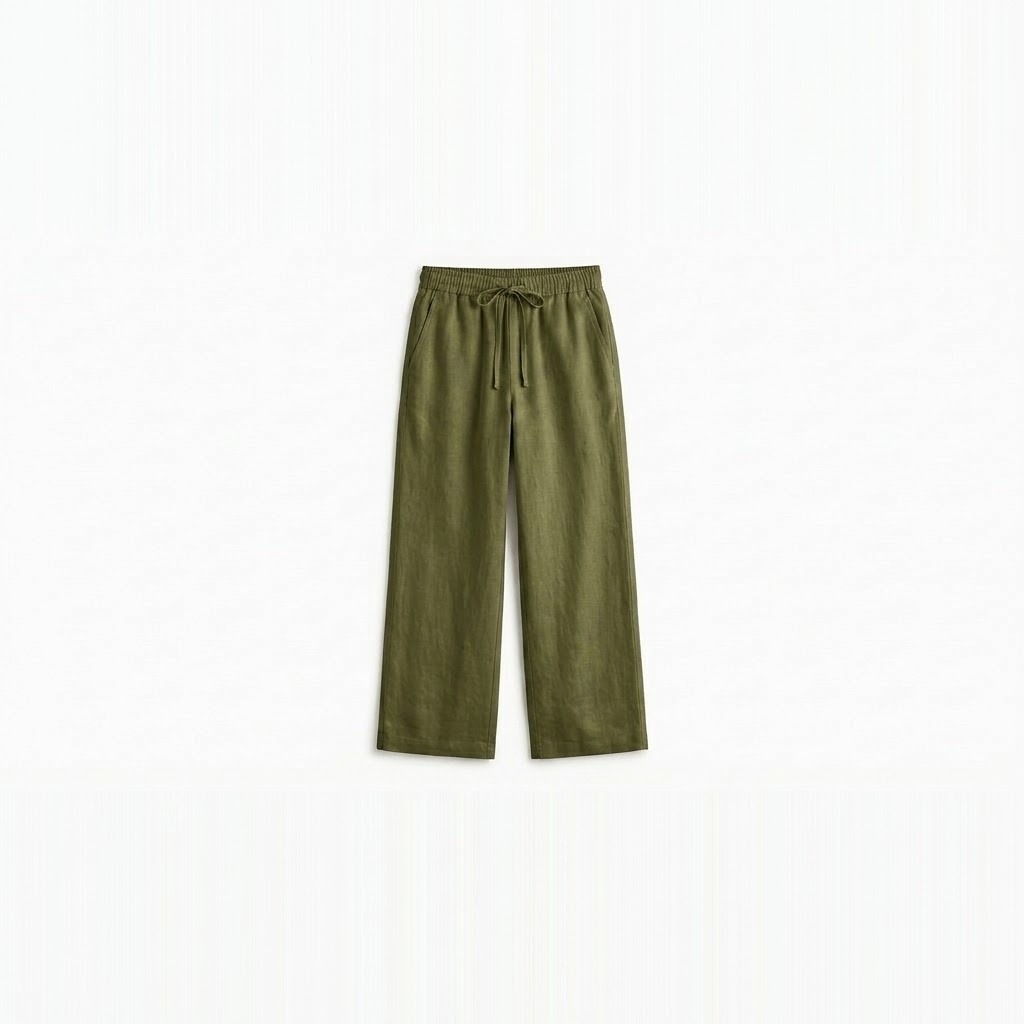 Drawcord Linen Wide-Leg Pants 2